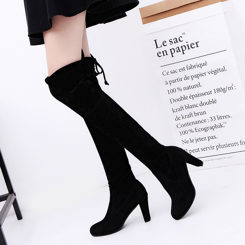 Knee High Sock Women - Sepatu Bot Wanita Kain Melar Sepatu