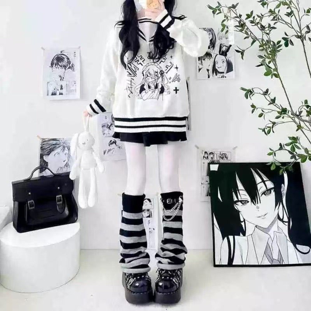 Boot Sock Slouchy - Penghangat Kaki Rajutan Gaya Harajuku Jepang,