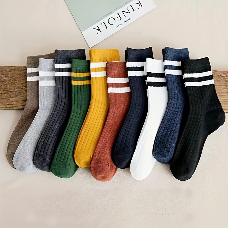 5-Pak Kaus Kaki Pria Motif Uni - Cotton Crew Sock Pack ulasan dan harga
