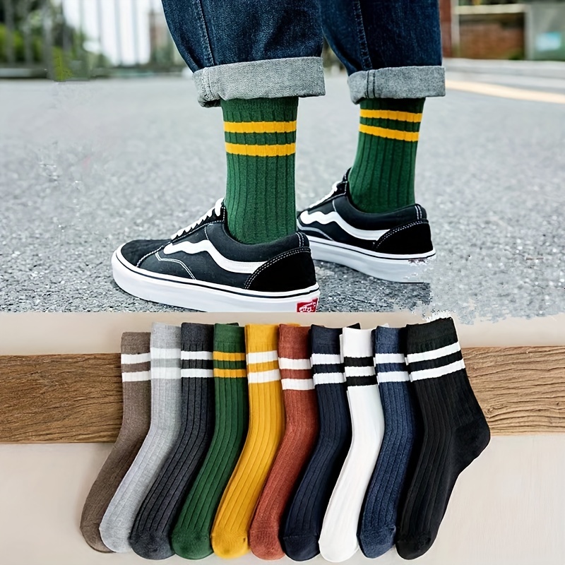 5-Pak Kaus Kaki Pria Motif Uni - Cotton Crew Sock Pack ulasan dan harga