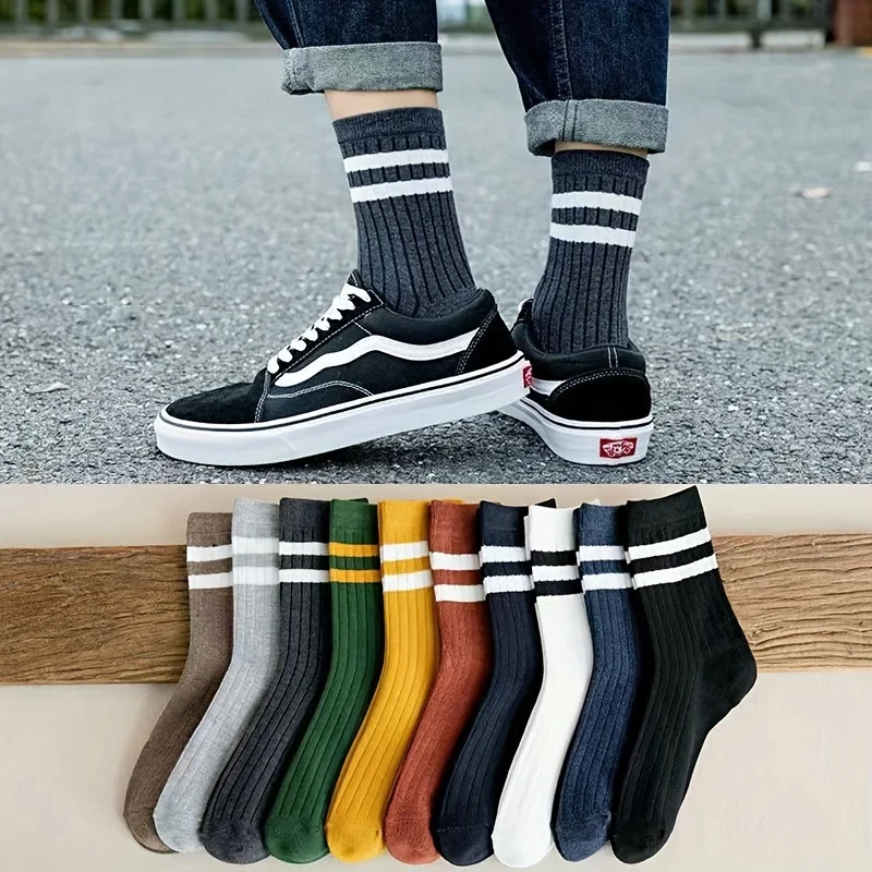 5-Pak Kaus Kaki Pria Motif Uni - Cotton Crew Sock Pack ulasan dan harga