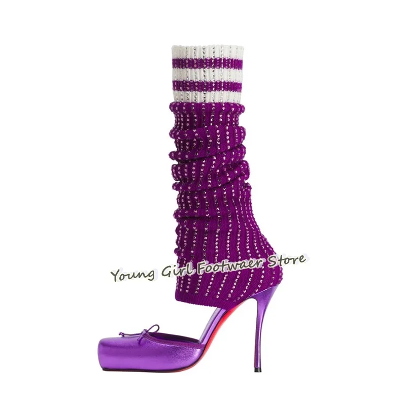 Sepatu Boots Stiletto Merah Mo - Knee High Sock Women ulasan dan harga