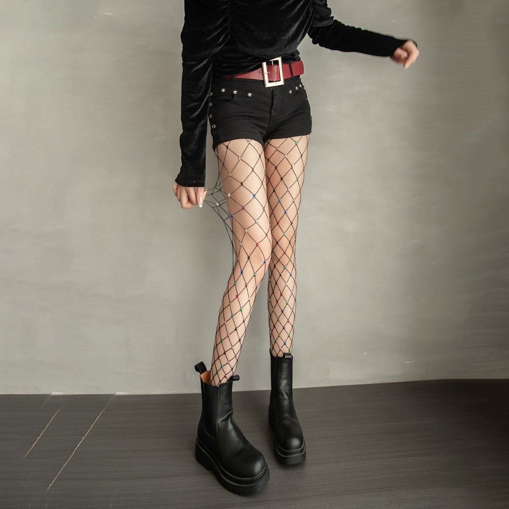 Stoking Jaring Warna-warni Y2K - Fishnet Stocking Women ulasan dan harga