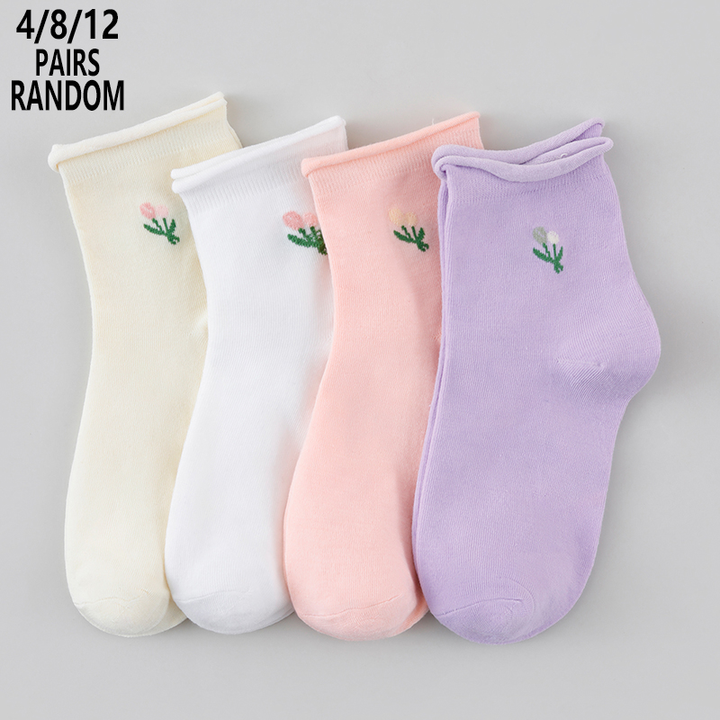 4/8/12 Paket Kaus Kaki Wanita  - Cotton Crew Sock Pack ulasan dan harga